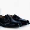 classic black leather loafers