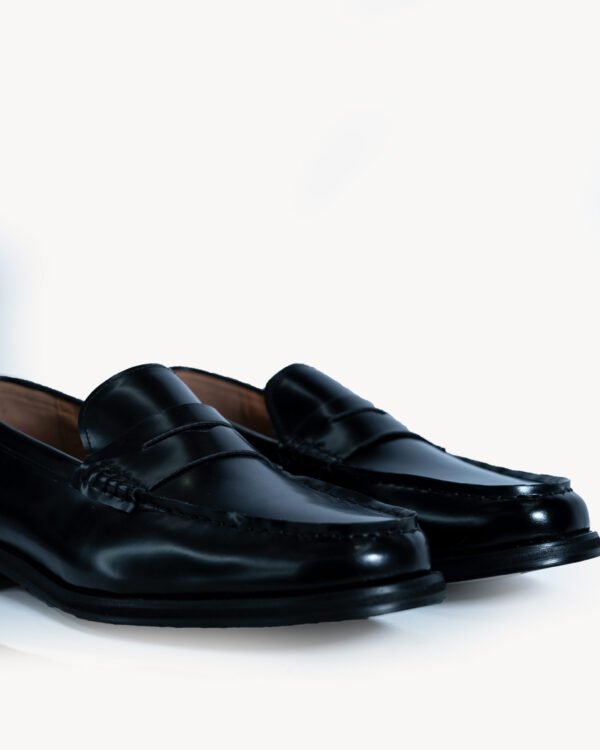 classic black leather loafers