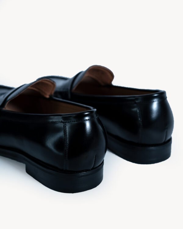classic black leather loafers